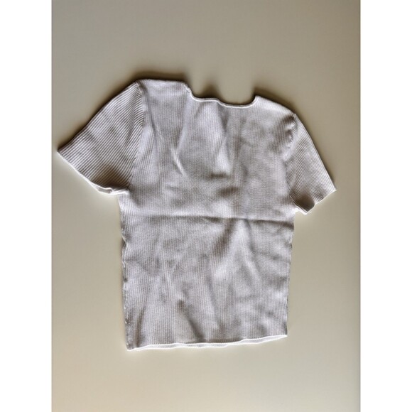 Abercrombie & Fitch Short Sleeve Squareneck Ribbed Top Women's Medium White, New - Picture 4 of 8